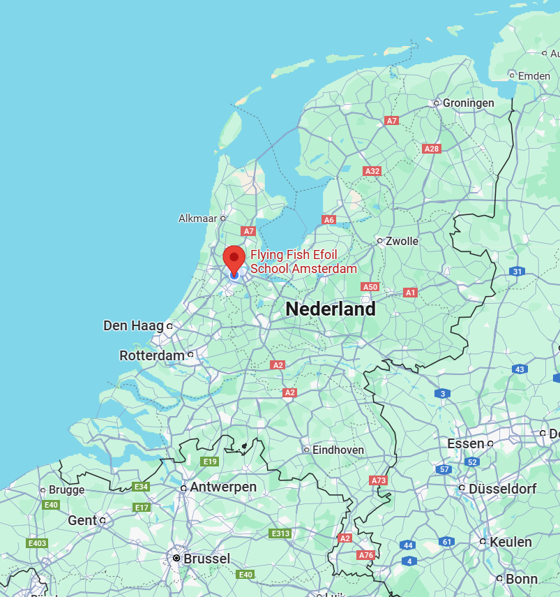 Locatie gepinned van Flying Fish eFoils Amsterdam op de kaart van Nederland
